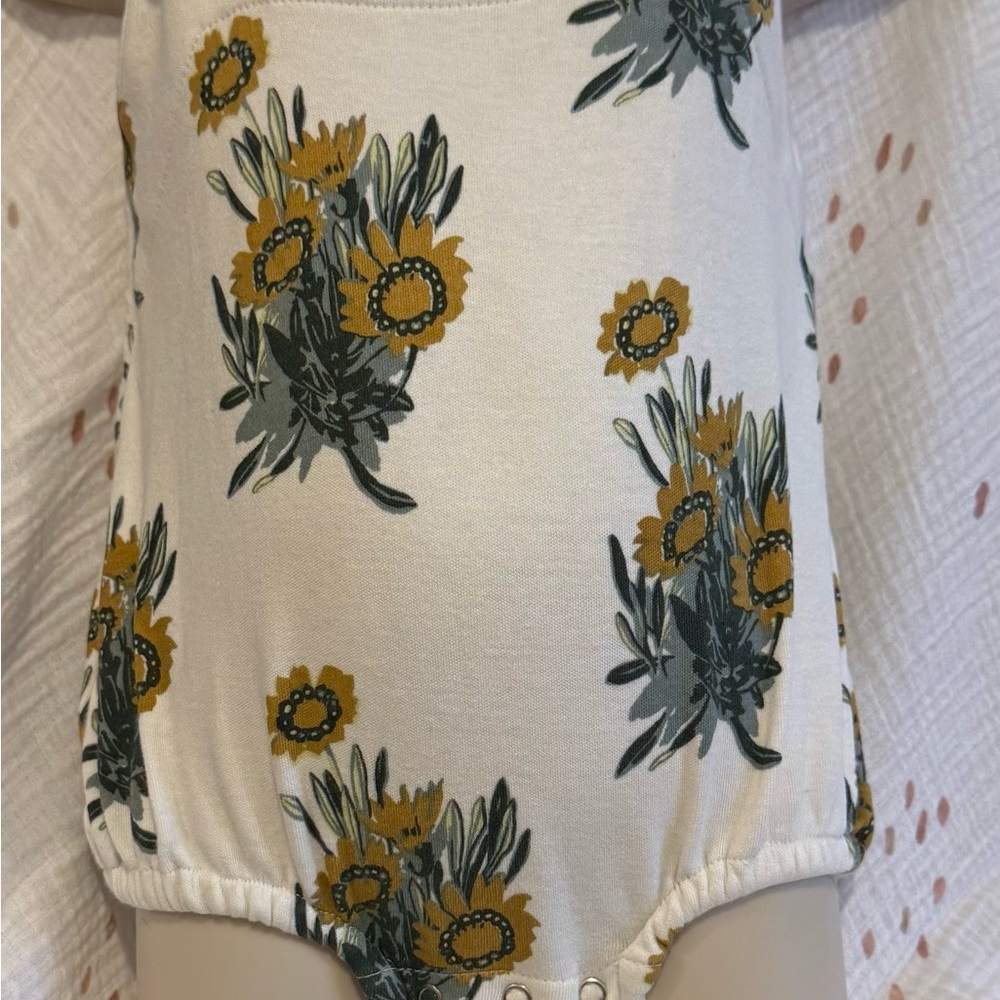 Kate Quinn Sunflower Print Baby Onesie